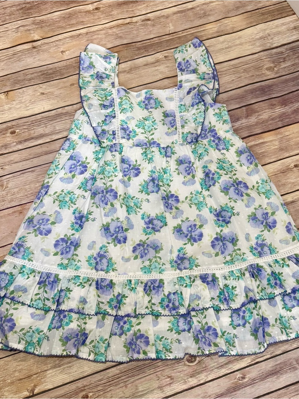 Janie and Jack White Sundress with Lavender Floral Print